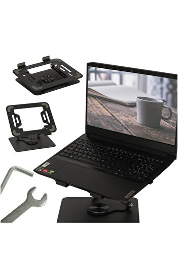 Micostore Suport laptop reglabil ergonomic la 360 de grade, metalic, negru