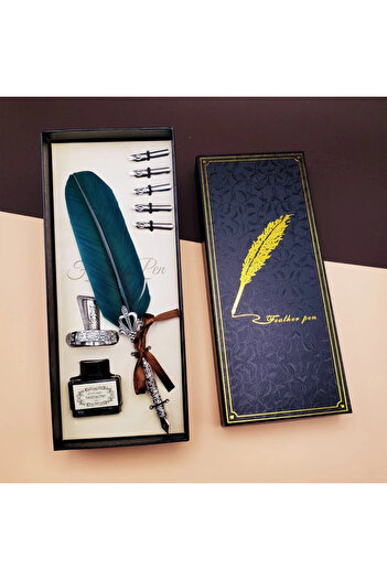 Butik Desktop Feather Dip Pen Set