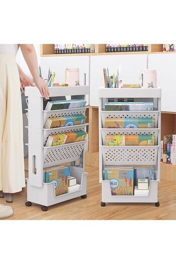 Cozy Nest 5-Tier Bookshelf Storage Cart with Wheels
