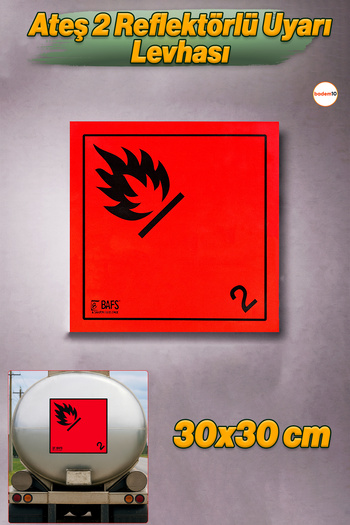 Badem10 30X30 cm Adr Compliant Plain Fire 2 Reflectors Warning Sign Dangerous Goods Transportation Safety Plate