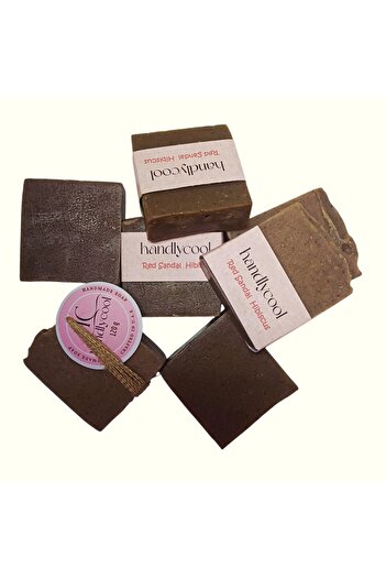 handlycool Red Sandal with Hibiscus Natural Herbal Handmade Soap Made in U.A.E