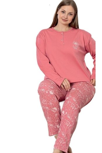 bipamuk Luciana Notte Plus Size Women's Pajama Set Interlock Fabric Winter Home Wear 3Xl/6X