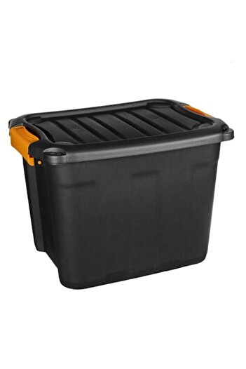 AB HOMES Storage box, high resistance, locking clips, plastic, black, 20L, 39x29.5x28.3cm
