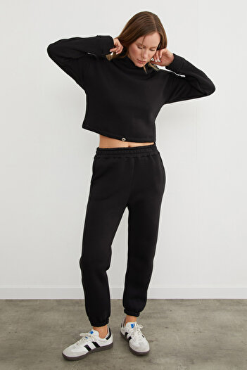 Fulla Moda 3 İplik Basic Beli Stoperli Kapüşonlu Jogger Takım