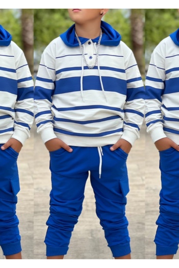 zeynoshkids 8-16 Years Old Boys Striped Tracksuit Set