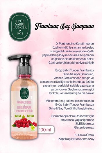 Eyüp Sabri Tuncer Buy 17 Pay 14 Shampoo 100 ml Vinegar Raspberry and Rosie