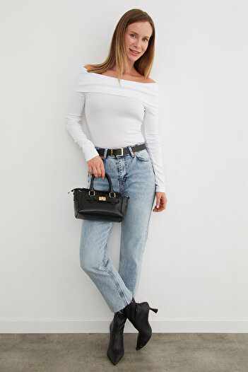 Fulla Moda Basic Madonna Collar Modal Blouse