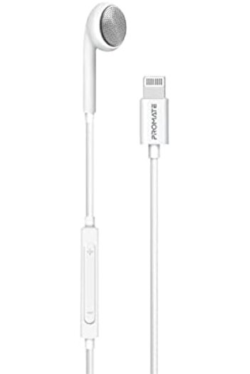 Promate Mono Earphone, Stereo Noise-Isolation Apple MFi Certified Earbud with Built-In Microphone, L