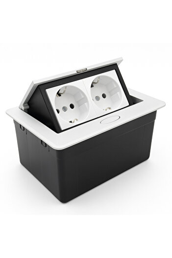 Adsinio Retractable Built-in Socket, Adsinio, 2 Schuko, Nominal Current 16A, Aluminum Alloy, White