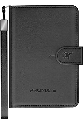 Promate حامل جواز سفر ذكي من الجلد مع حماية RFID، وميزة تتبع Apple Find My Global، وشبكة لاسلكية