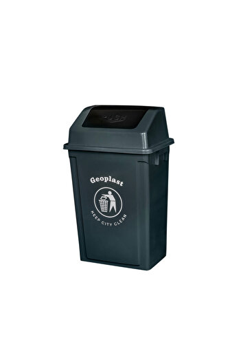 Geoplast Polypropylene Plastic Swing Bin - 60 Liters, Black