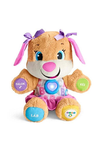 Mattel Games Jucărie interactivă Fisher Price în limba maghiară - Cățeluș educativ îmbrăcat în costum, FPP 80