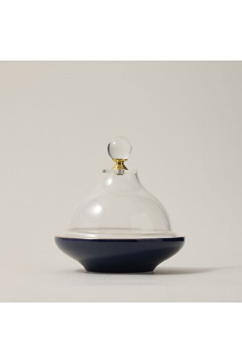 Dallaty dark blue porcelain date bowl with lid 13*13*12 cm