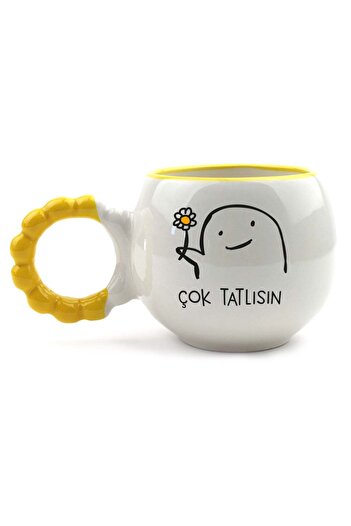 PALTO TASARIM You Are so Sweet Handmade Cream Shiny Puff Mug - Handcrafted Gift Mug Cup