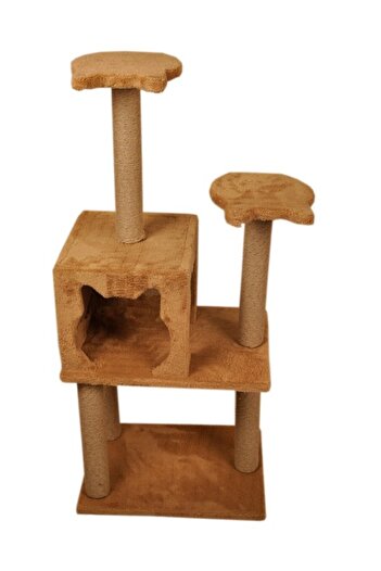 Pribor Three-Layered Slot Luxury Cat Scratching Platform and Cat Play House Brown 118 cm