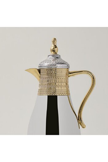 Dallaty Jambiyah set of 2 gold & silver steel vacuum flask