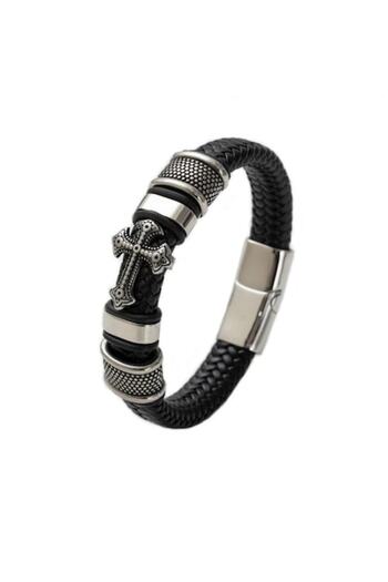 General Store Men's bracelet with cross accessory and metallic details, fixed size, silver, SA&SO General Store®