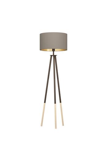 Eglo Floor lamp, metal and wood structure, fabric lampshade, one light source with E27 socket, 60W, IP20, 1540 x...