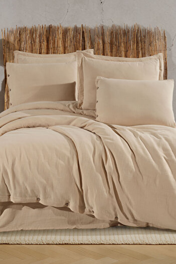 VAROL 100% Cotton Muslin Double Duvet Cover Set – Natural and Breathable