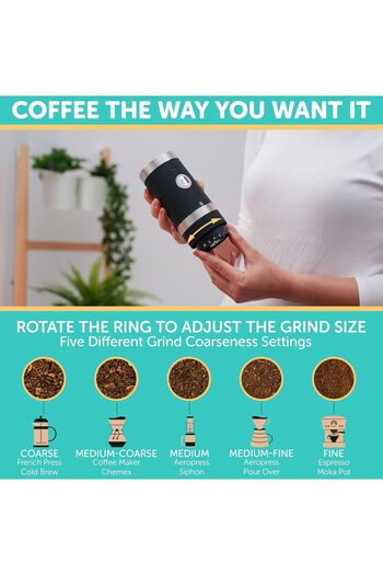 Yelajoy Electric Coffee Grinder,Adjustable Grind Settings,1200mAh with USB Cable and Cleaning Brush,Black
