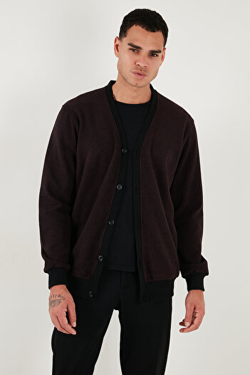 Buratti Cotton Regular Fit Buttoned V-Neck Cardigan Men's Cardigan 456205