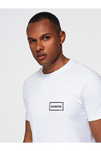 OMBRE Herren Regular-Cut bedrucktes Strickhemd - weiß V1 OM-TSPT-0231 M