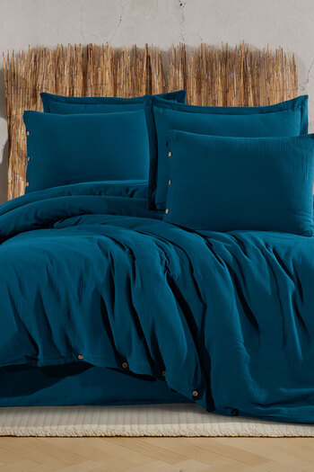 VAROL 100% Cotton Muslin Double Duvet Cover Set – Natural and Breathable