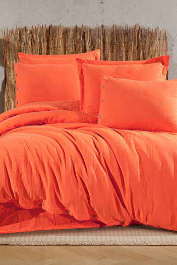VAROL 100% Cotton Muslin Double Duvet Cover Set – Natural and Breathable