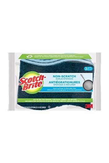 Scotch Brite Multi Purpose Non-Scratch Scrub Sponges – 3 Pack (10.2 x 6.5 x 2.5 cm each)