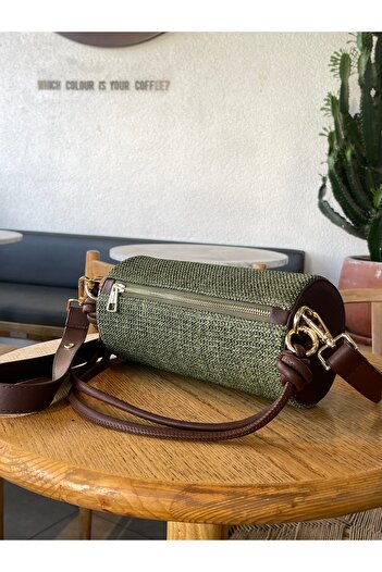 nura Green Women's Cylinder Model Hand and Shoulder Bag