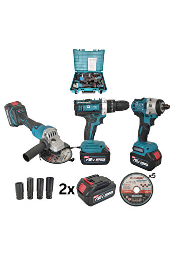 German Meister 3 in 1 Kit 36V – Impact Driver, Self-Tapping and Angle Grinder,