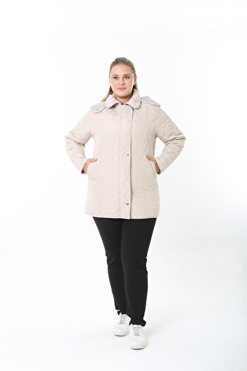 TUTveAL Collection Water Repellent Coat, Quilted, Plus Size, Hooded, with Soft Fur Inside, Winter Coat