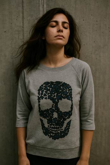 DE PLEIN Heart Skull Printed Half Sleeve Women's T-Shirt