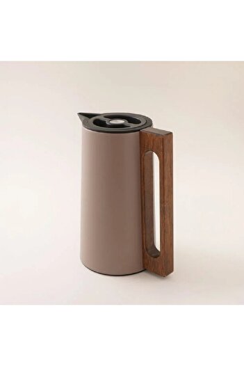 Dallaty Steel vacuum flask flask with wood handle 1L, dark beige