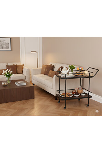 private house Modern Elegance Trolley Tea and Coffee Serving Trolley Dark Brown