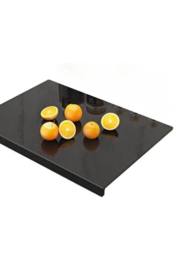 Slasa Acrylic Cutting Board with Counter Edge, 17.5 x 13.5 inches, Extra Thick Black BPA-Free Surface, Non