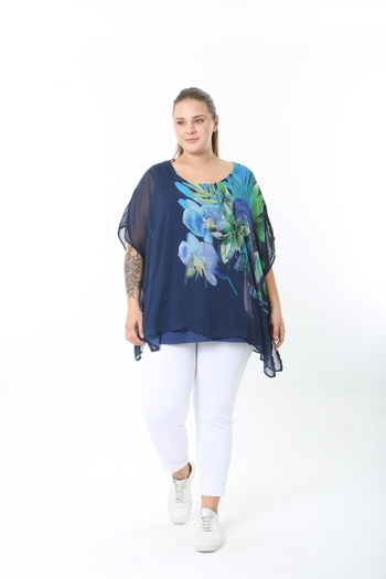 XL Modam Lycra Inside, Viscose Outside, Chiffon Plus Size Tunic