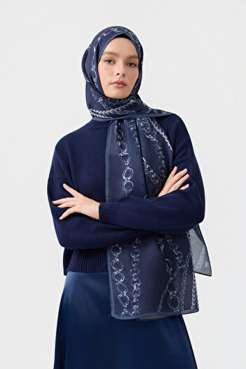 Qef Cotton Twill Shawl Loop Line Navy Blue