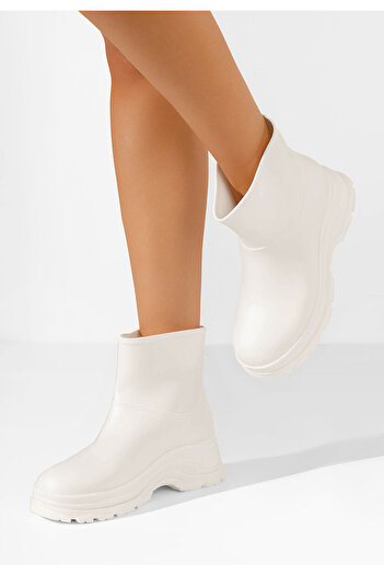 B T Shoes Elenita white rubber boots