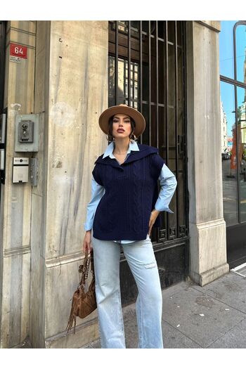 DİMA FASHİON Tricot Sweater with Slit Detail