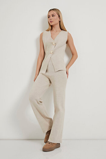 Arma Life Women's V-Neck Vest Loose Pants Knitwear Two-Piece Set