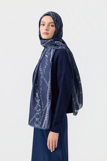 Qef Cotton Twill Shawl Loop Line Navy Blue