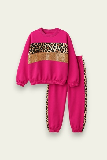 H&Z KİDS Girl's Leopard Print Top and Bottom Set