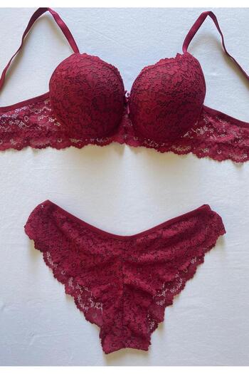 ST iç giyim Women's Padded (Supported) Underwire (Wired) Lace Bra Set