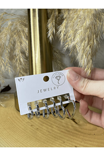 La Clarte Women's Silver Color 6-Piece Heart Earring Set