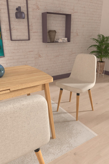 VİLİNZE Tosya Sandalye Avanos Ahşap MDF Açılır Mutfak Masası Takımı - 70x120+30 cm
