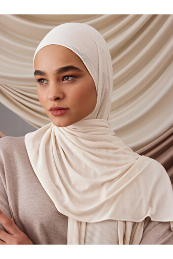 Femple Modest Bamboo Corded Jersey Shawl |   Color: Milk White |   Size: 180X70Cm |   Hijab