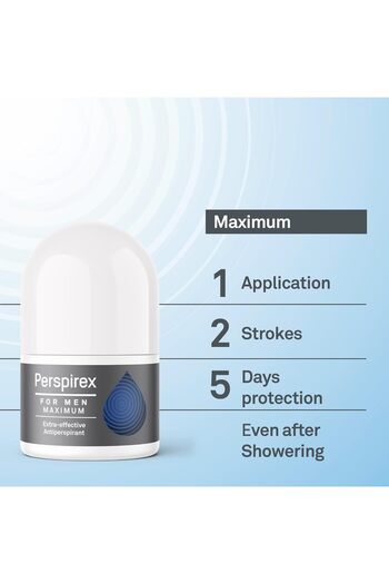 Perspirex Roll-On for Men, Maximum Strength, 20ml, White, Unscented