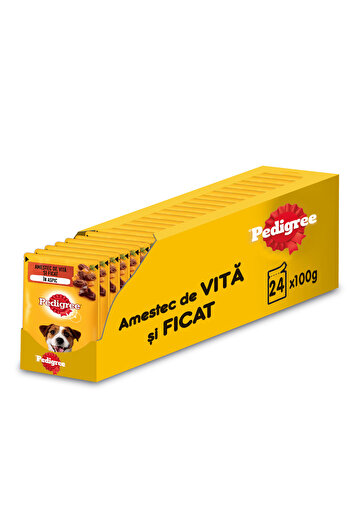 Pedigree Hrană umedă pentru câini adulți, vită, 24x100g