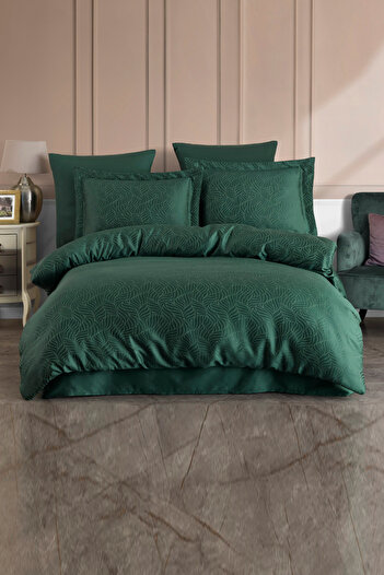 VAROL (Family Size) Liyosel Jacquard Duvet Cover Set - Lienzo Green